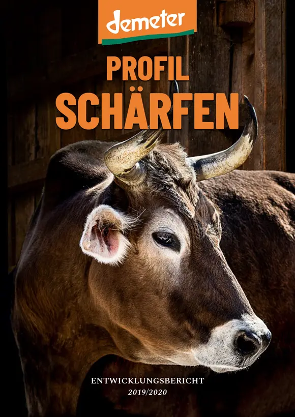 Cover des Entwicklungsberichts 2019 zeigt das Profil einer Kuh mit dem Titel "Profil schärfen"